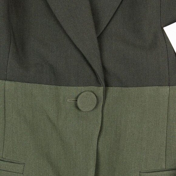 Good American Blazer Jacket Women's 3 Two-Tone Sage Green Side Slit Belted - Picture 11 of 16